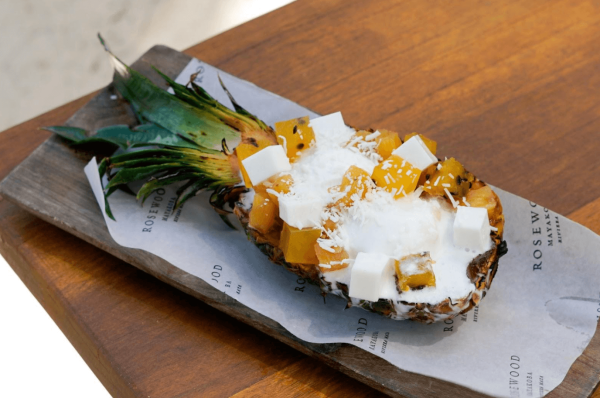 whipped dessert in pineapple shell